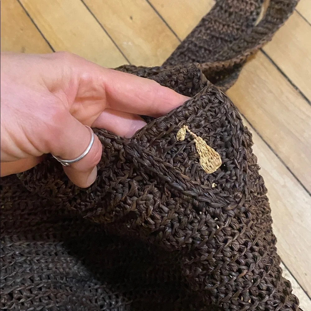 Helen Kaminski Australia 100% raffia Brown Sling woven bucket bag single strap - Picture 4 of 9